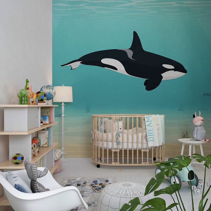 **Papir za otroško sobo | Veličastna orka plava v pomirjujočem oceanu**