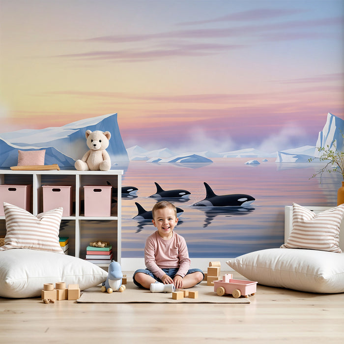 Papier peint chambre enfant | Orques dans un paysage froid