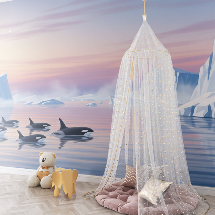 Papier peint chambre enfant | Orques dans un paysage froid