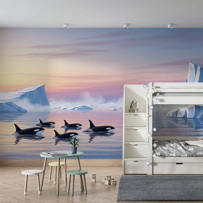 Papier peint chambre enfant | Orques dans un paysage froid