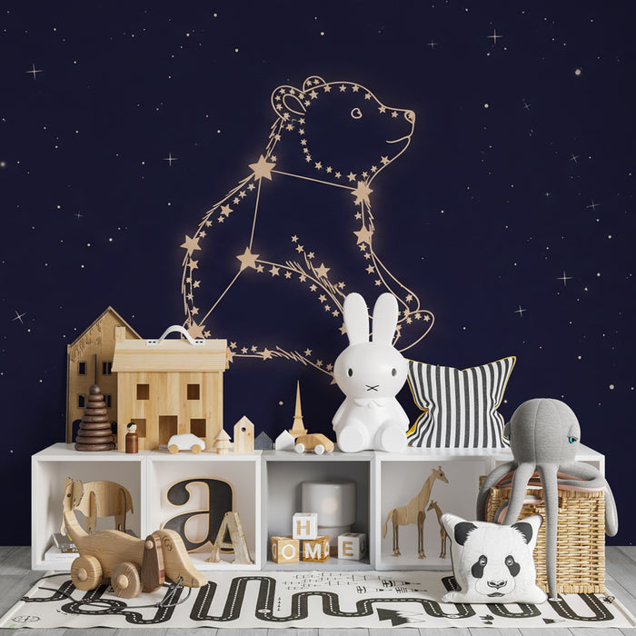Carta da parati bambini | Orsi costellazione nello spazio stellato