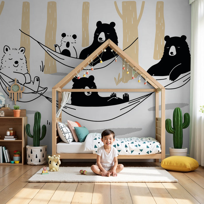 Barntapet | Björn i hängmatta och lugn natur