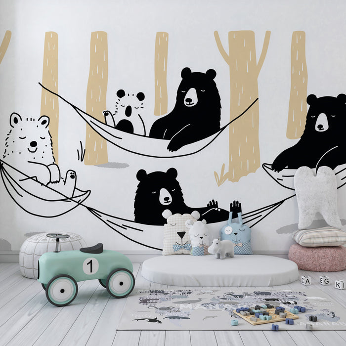 Barntapet | Björn i hängmatta och lugn natur