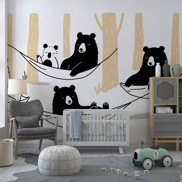 Barntapet | Björn i hängmatta och lugn natur
