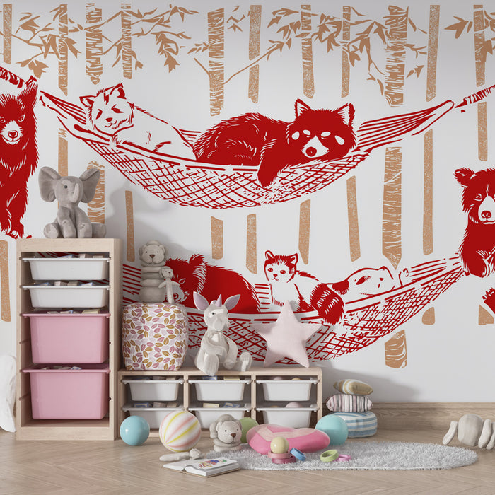 Barntapet | Björnar och vänner i hängmattor