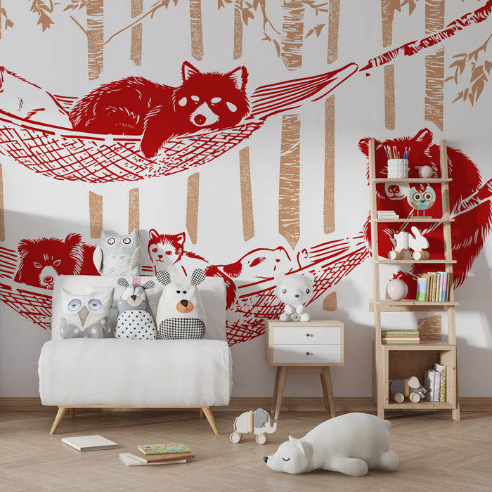 Barntapet | Björnar och vänner i hängmattor