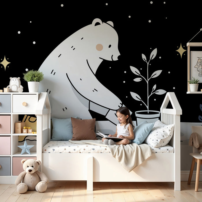 Kids room wallpaper | Polarni medved vrtnar pod zvezdami