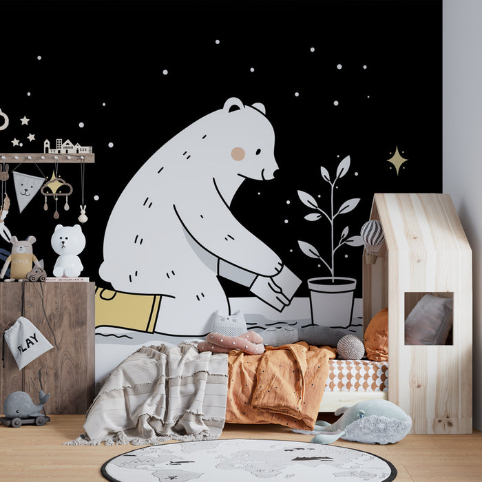 Kids room wallpaper | Polarni medved vrtnar pod zvezdami