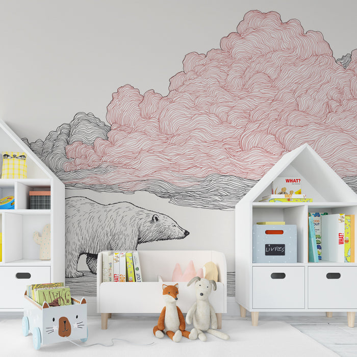 Papier peint chambre enfant | Ours polaire sous les nuages