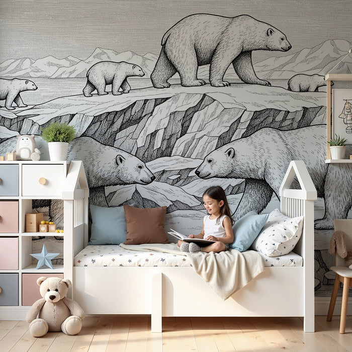 Kids room wallpaper | Arctic exploring polar bears