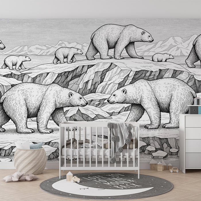 Kids room wallpaper | Arctic exploring polar bears