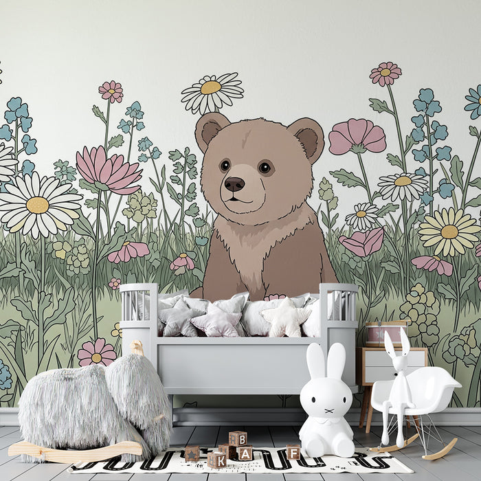 Barntapet | Björn mitt i blommorna