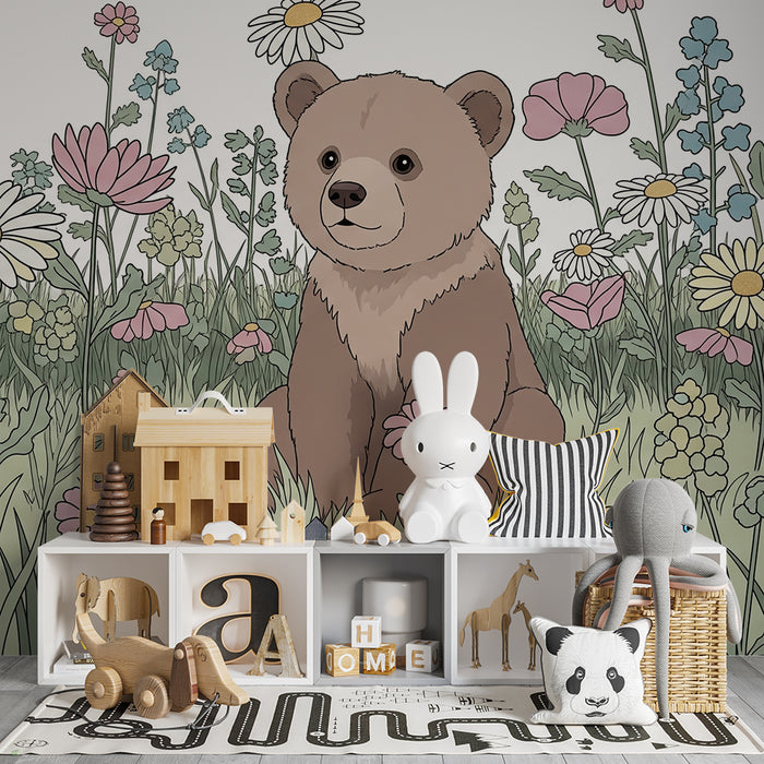 Barntapet | Björn mitt i blommorna