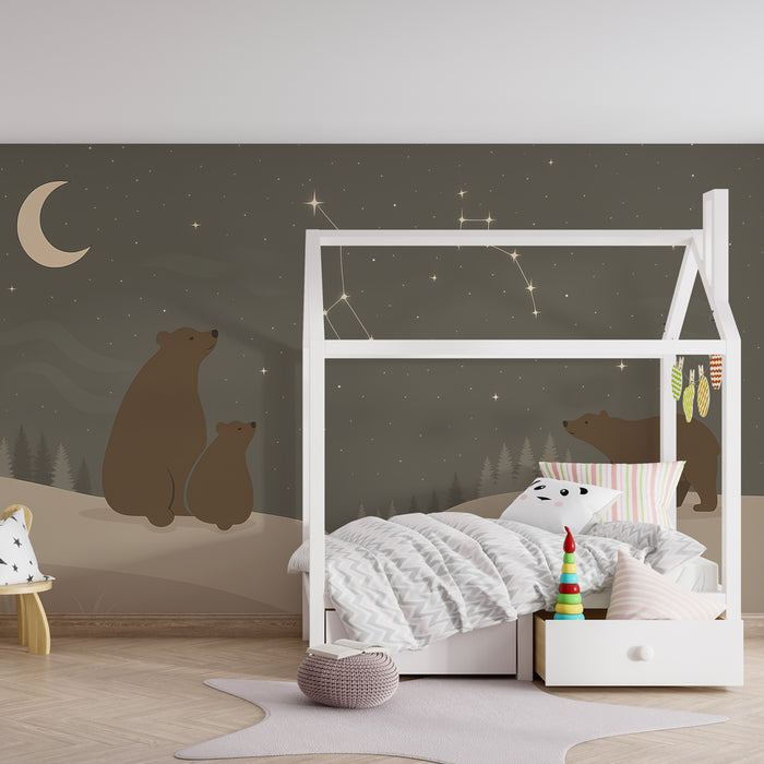 Kinderzimmer Tapete | Bären unter den Sternen