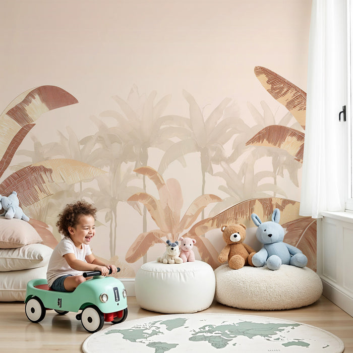 Kinderzimmer Tapete | Elegante Palmen und sanfte Atmosphäre