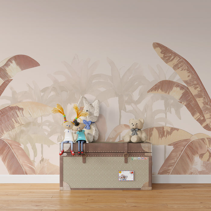 Kinderzimmer Tapete | Elegante Palmen und sanfte Atmosphäre