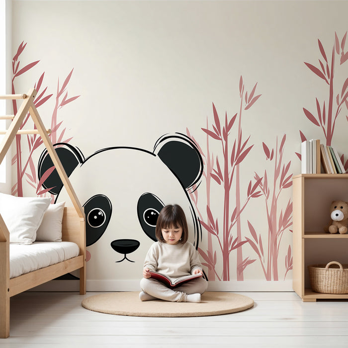 Papel de parede criança | Panda adorável e bambu delicado