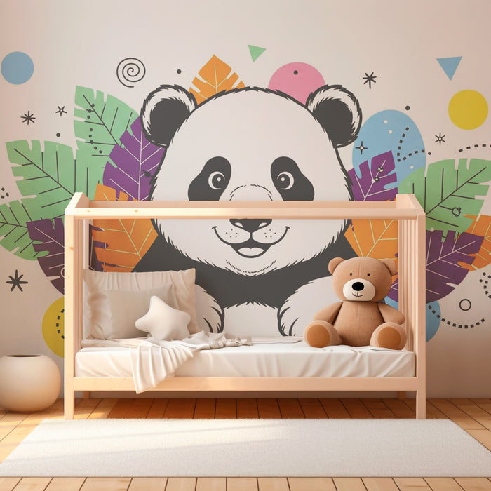 Tapety dla dzieci | Zabawny panda pośród kolorowych liści