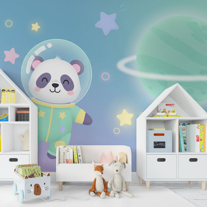 Kinderzimmer Tapete | Panda Astronaut im Land der Sterne
