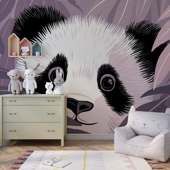 Tapeta dětského pokoje | Skrytý panda v vegetaci