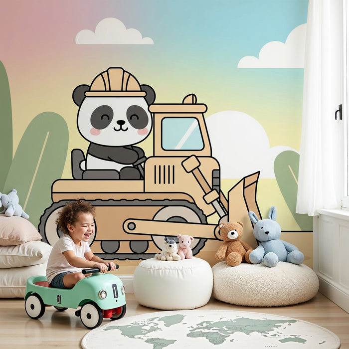 Carta da parati bambini | Panda costruttore nella giungla