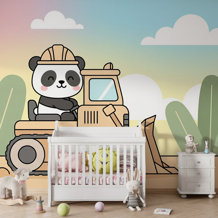 Carta da parati bambini | Panda costruttore nella giungla