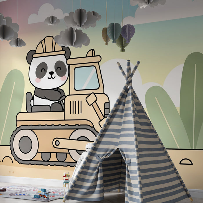 Carta da parati bambini | Panda costruttore nella giungla