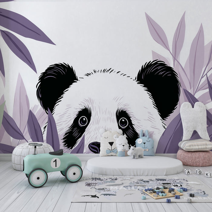 Tapety dla dzieci | Ciekawy panda pośród liści