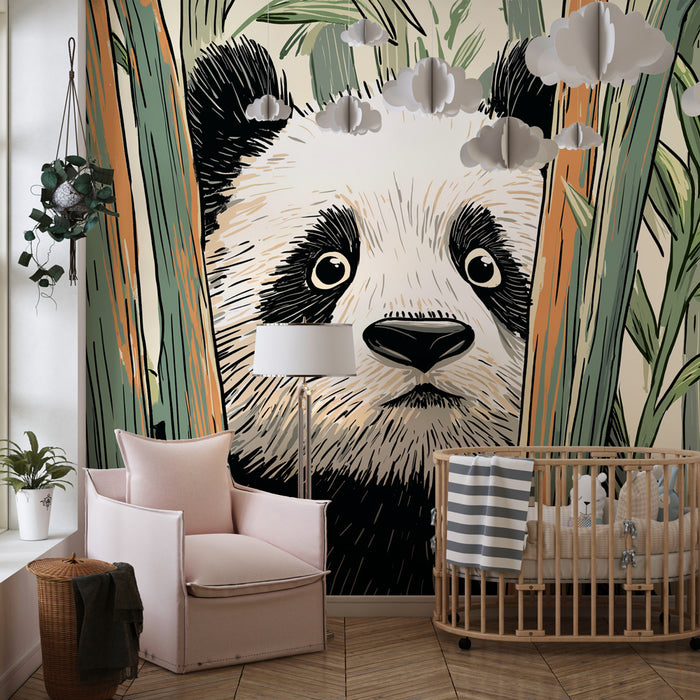 Dětská pokojová tapeta | Zvědavý panda v lese