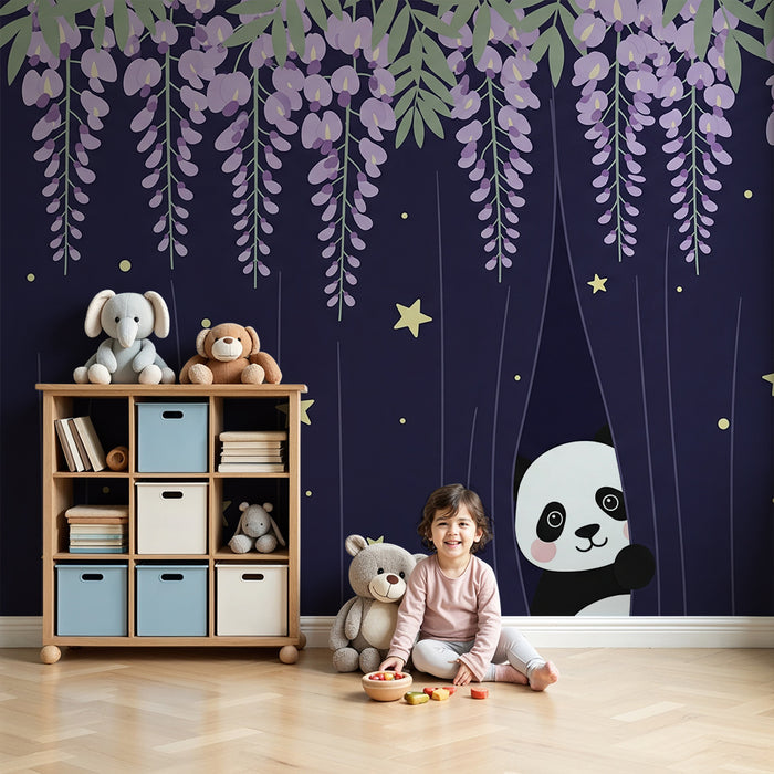 Lastenhuoneen tapetti | Panda tähtipölyssä