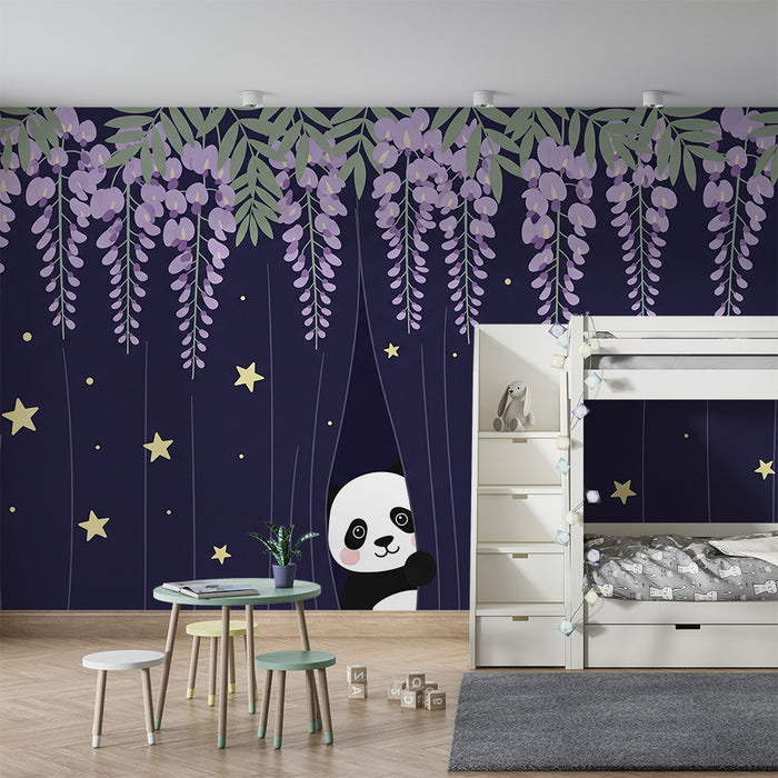Lastenhuoneen tapetti | Panda tähtipölyssä