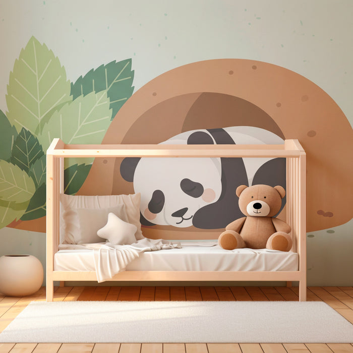 Kinderzimmer Tapete | Schlafender Panda in seinem Bau
