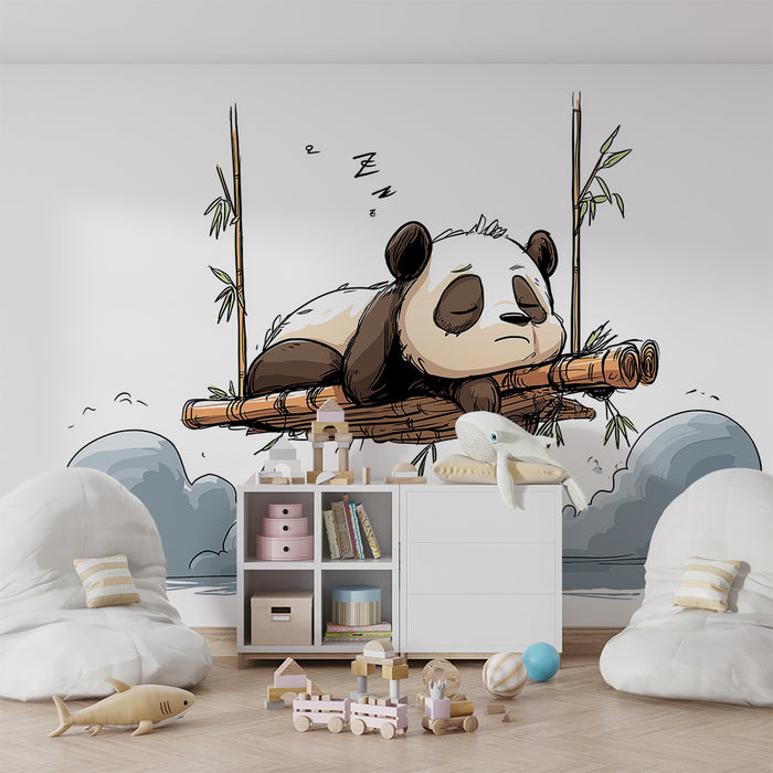 Barntapet | Sovande panda på en gungande bambu