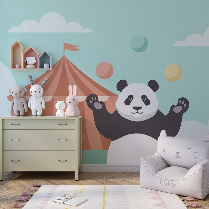 Tapet barnerom | Panda jongleur under sirkusteltet