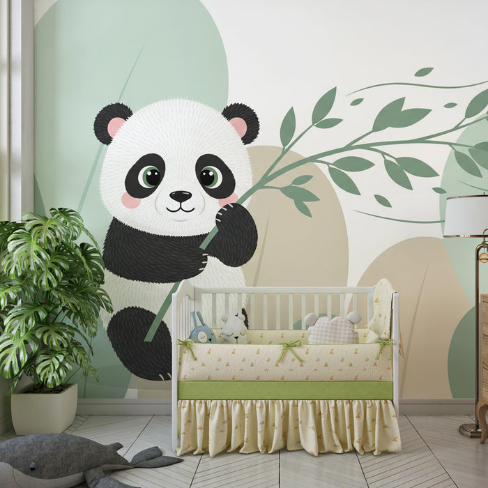 Kinderzimmer Tapete | Panda Spieler unter den Blättern