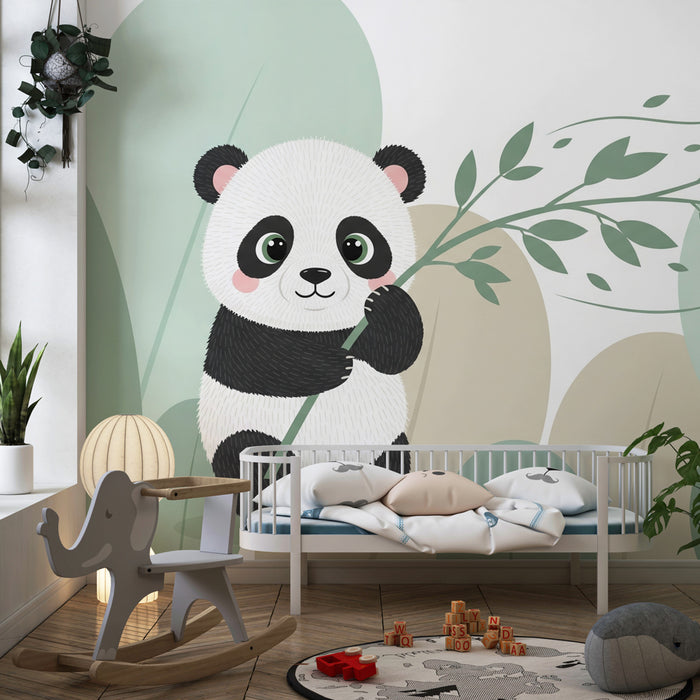 Kinderzimmer Tapete | Panda Spieler unter den Blättern