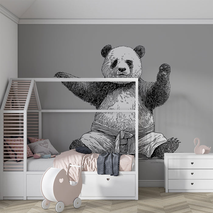 Tapet barnerom | Søt panda i kimono klar til å leke