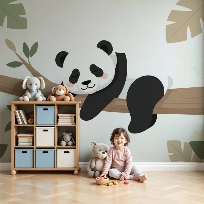 Papier peint chambre enfant | Panda paisible sur une branche
