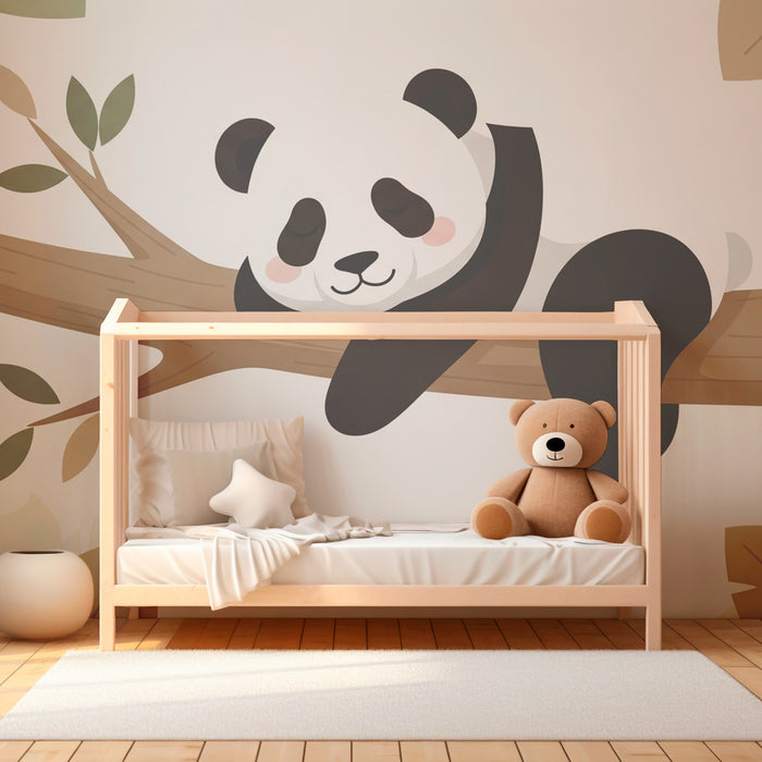 Papier peint chambre enfant | Panda paisible sur une branche
