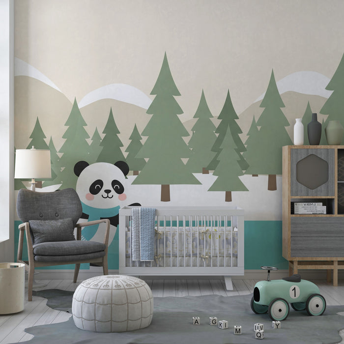 Gyermekszoba tapéta | Jégpályán korcsolyázó panda