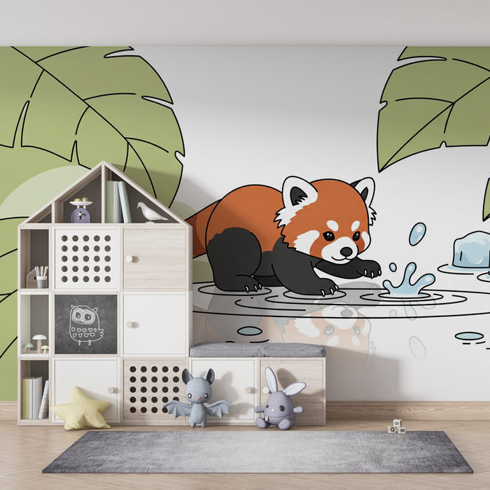 Kinderzimmer Tapete | Spaßiger Roter Panda in der Natur