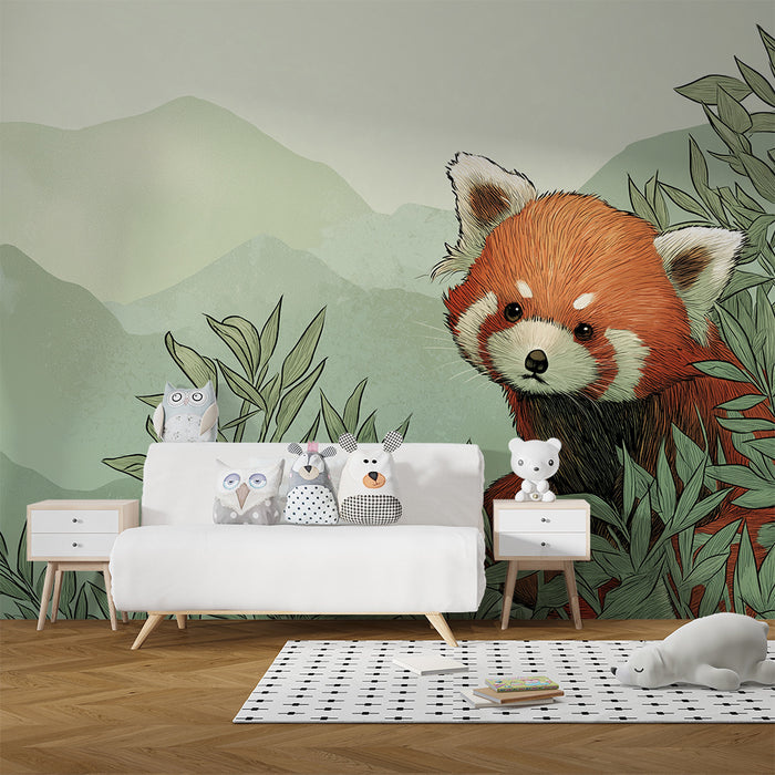 Barntapet | Nyfiken röd panda mitt i naturen
