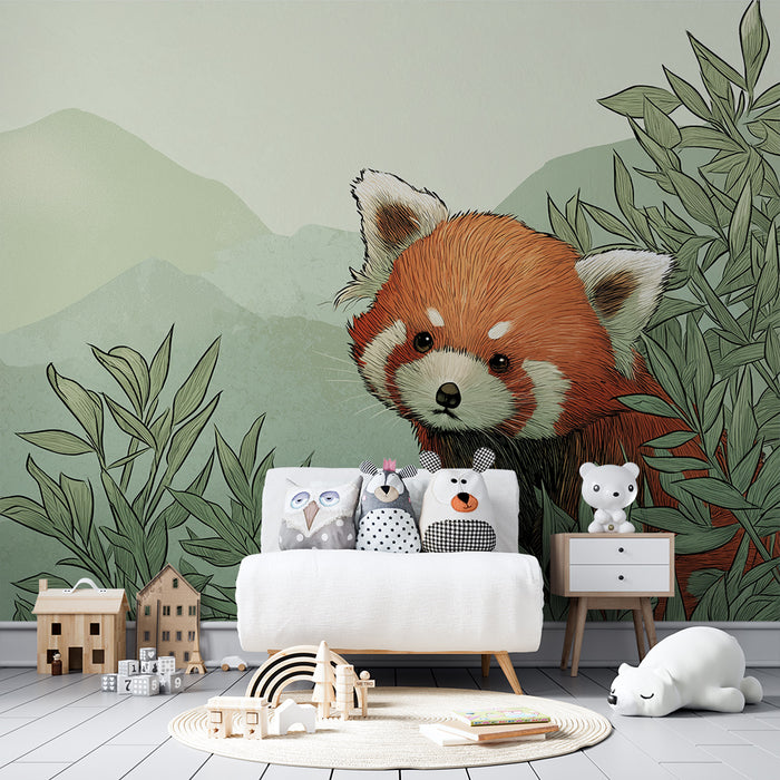 Barntapet | Nyfiken röd panda mitt i naturen