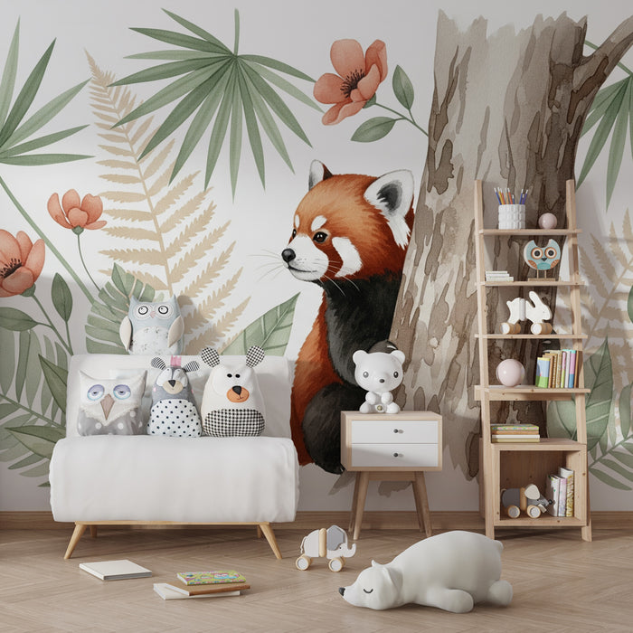 Kinderzimmer Tapete | Roter Panda im Dschungel