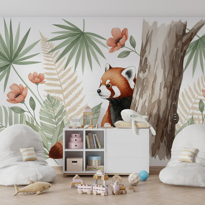 Kinderzimmer Tapete | Roter Panda im Dschungel