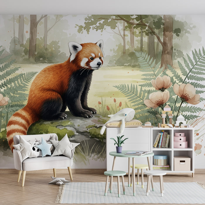 Papier peint chambre enfant | Panda roux dans la nature