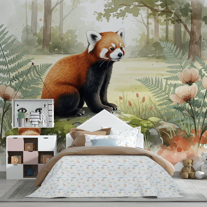 Papier peint chambre enfant | Panda roux dans la nature
