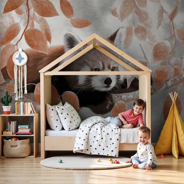 Kinderzimmer Tapete | Roter Panda auf einem Ast