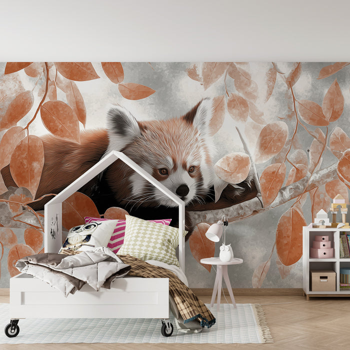 Kinderzimmer Tapete | Roter Panda auf einem Ast