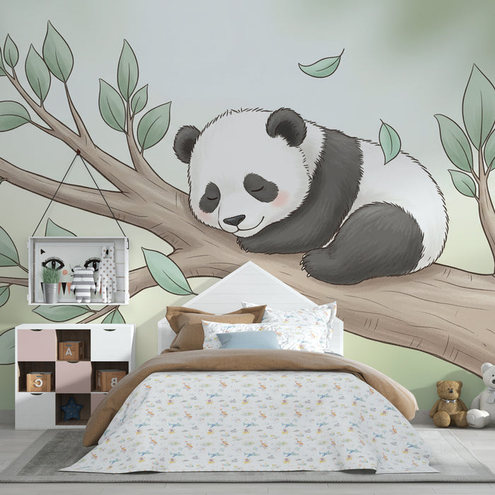 Kinderzimmer Tapete | Süßer Panda auf einem Ast